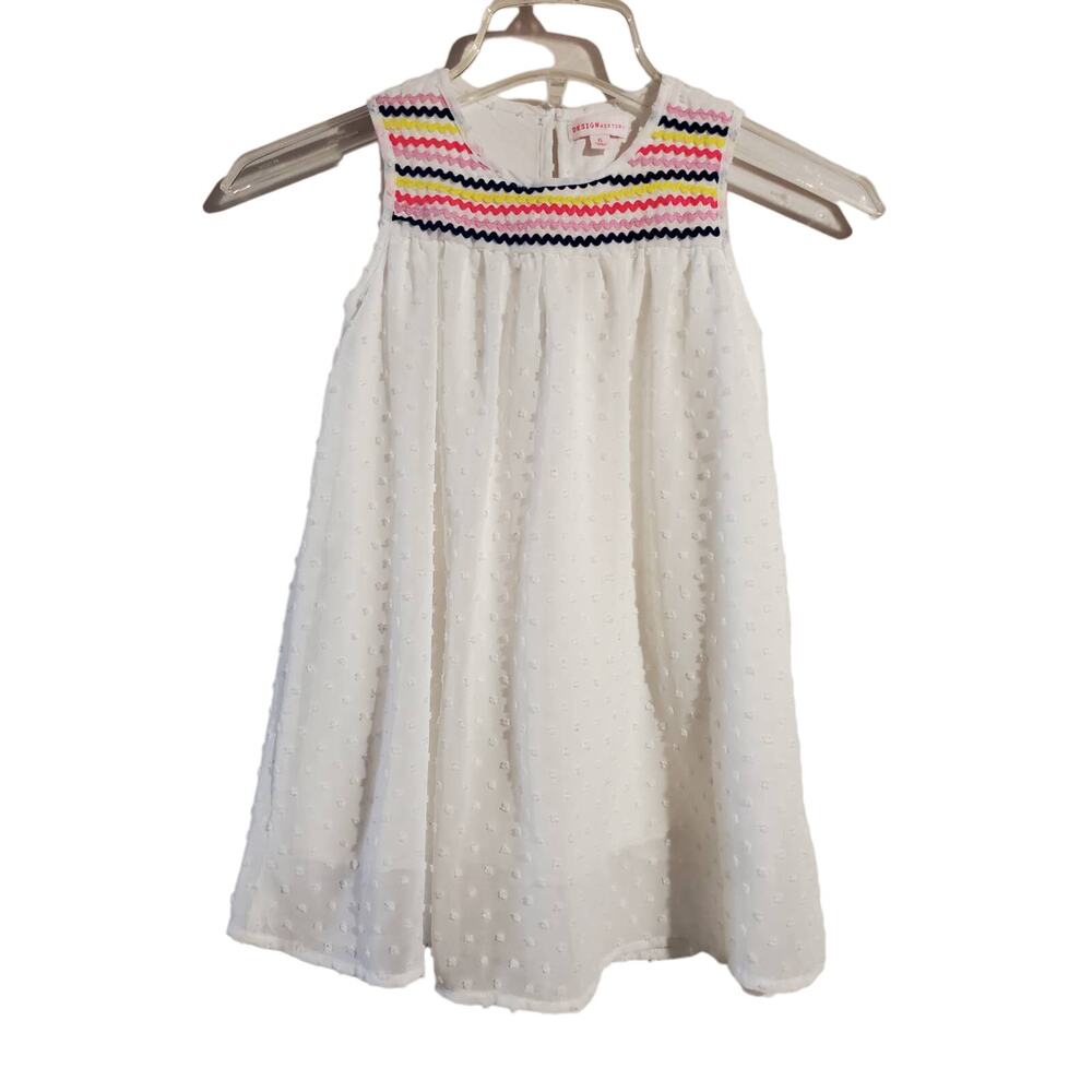 Design History Multicolor Textured Polka Dot Dress Little Girl's 6 White Lined